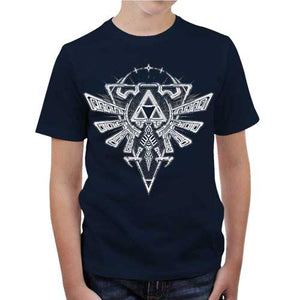 tshirt-enfant-ancient-force-triforce-sceau-royal-zelda-coton-bio-bleu-nuit