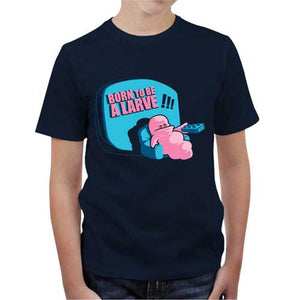 tshirt-enfant-born-to-be-a-larve-coton-bio-bleu-nuit