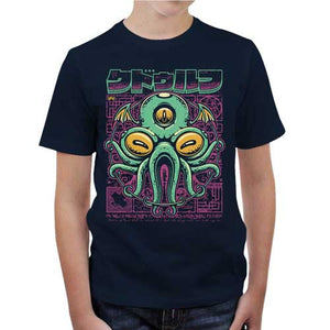tshirt-enfant-cthulhu-fhtagn-coton-bio-bleu-nuit