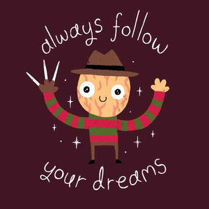 tshirt-freddy-krueger-follow-your-dreams-coton-bio-cerise