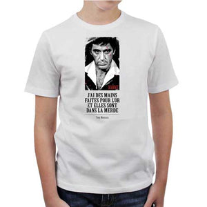 tshirt-enfant-tony-montana-replique-coton-bio-blanc