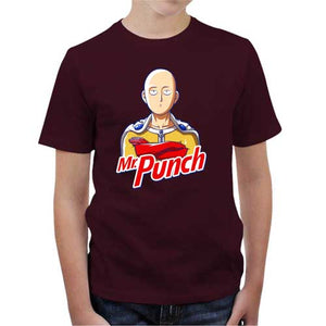 tshirt-enfant-mr-punch-coton-bio-cerise