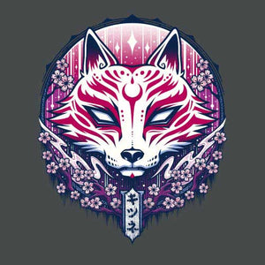 tshirt-kitsune-inspire-du-folklore-japonais-coton-bio-gris-fonce