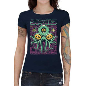 tshirt-femme-cthulhu-fhtagn-coton-bio-bleu-nuit