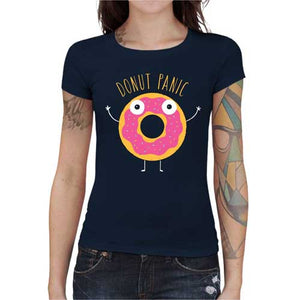 tshirt-femme-donut-panic-la-nourriture-geek-coton-bio-bleu-nuit
