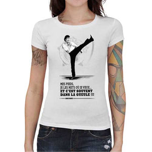 tshirt-femme-chuck-norris-pieds-replique-coton-bio-blanc