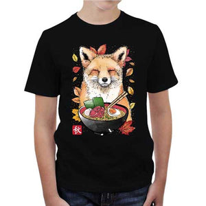 tshirt-enfant-fox-leaves-and-ramen-coton-bio-noir