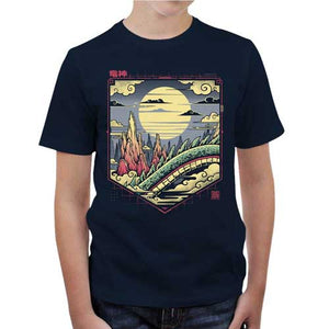tshirt-enfant-dragon-kingdom-inspiration-de-toriyama-et-la-mythologie-chinoise-coton-bio-bleu-nuit