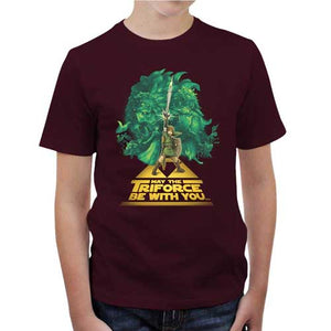 tshirt-enfant-may-the-triforce-be-with-you-coton-bio-cerise