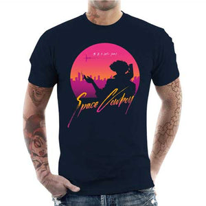 tshirt-homme-lets-jam-cowboy-bebop-coton-bio-bleu-nuit