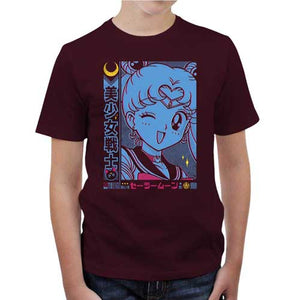 tshirt-enfant-sailor-moon-pretty-soldier-coton-bio-cerise