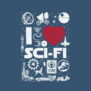 I love Sci-Fi - Science Fiction - Couleur Bleu Gris