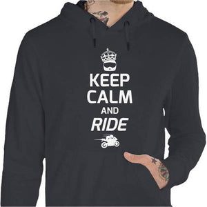 Sweat Moto - Keep Calm and Ride - Couleur Gris Foncé - Taille S