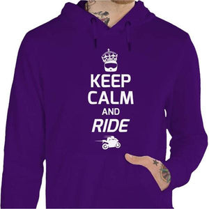 Sweat Moto - Keep Calm and Ride - Couleur Violet - Taille S