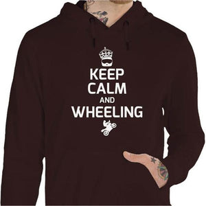 Sweat Moto - Keep Calm and Wheeling - Couleur Chocolat - Taille S