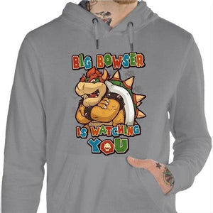 Sweat geek - Big Bowser - Couleur Gris Chine - Taille S