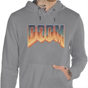 Sweat geek - DOOM Old School - Couleur Gris Chine - Taille S