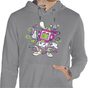 Sweat geek - Game Boy Old School - Couleur Gris Chine - Taille S