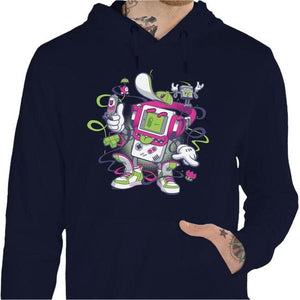 Sweat geek - Game Boy Old School - Couleur Marine - Taille S