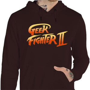 Sweat geek - Geek Fighter II - Couleur Chocolat - Taille S
