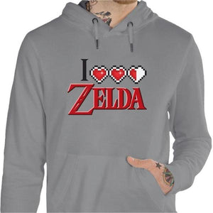 Sweat geek - I love Zelda - Couleur Gris Chine - Taille S