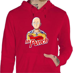 Sweat geek - Mr Punch - One punch Man - Couleur Rouge Vif - Taille S