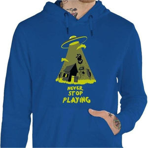 Sweat geek - Never stop playing - Couleur Bleu Royal - Taille S