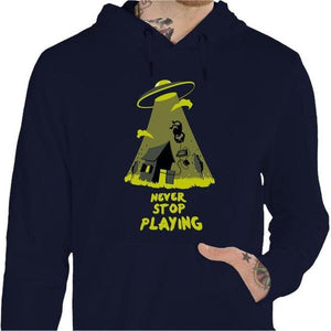 Sweat geek - Never stop playing - Couleur Marine - Taille S