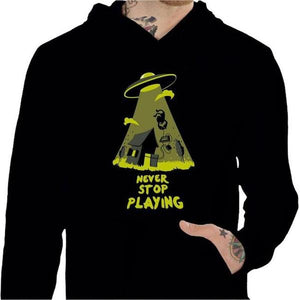 Sweat geek - Never stop playing - Couleur Noir - Taille S
