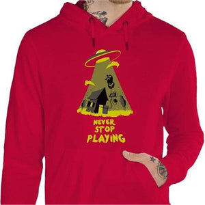 Sweat geek - Never stop playing - Couleur Rouge Vif - Taille S