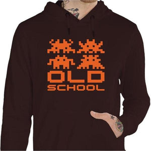 Sweat geek - Old School - Couleur Chocolat - Taille S