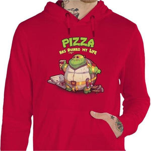 Sweat geek - Turtle Pizza - Couleur Rouge Vif - Taille S