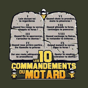 T SHIRT MOTO - Les 10 commandements - Couleur Army