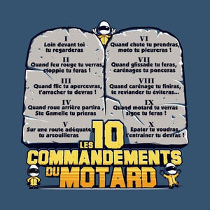 T SHIRT MOTO - Les 10 commandements - Couleur Bleu Gris