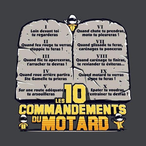 T SHIRT MOTO - Les 10 commandements - Couleur Gris Foncé