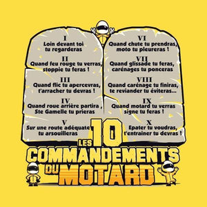 T SHIRT MOTO - Les 10 commandements - Couleur Jaune