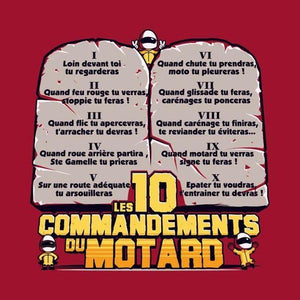 T SHIRT MOTO - Les 10 commandements - Couleur Rouge Tango
