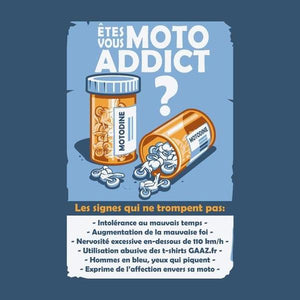 T SHIRT MOTO - Moto Addict - Couleur Bleu Gris