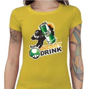 T-shirt Geekette - 1up Energy Drink - Couleur Jaune - Taille S