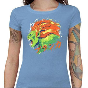 T-shirt Geekette - Blanka Street Fighter - Couleur Ciel - Taille S