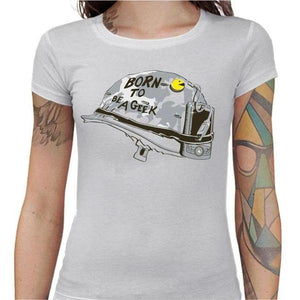 T-shirt Geekette - Born to be a Geek - Couleur Blanc - Taille S