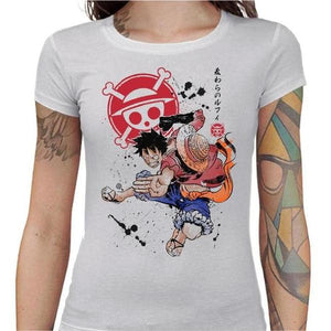 T-shirt Geekette - Captain Luffy - Couleur Blanc - Taille S
