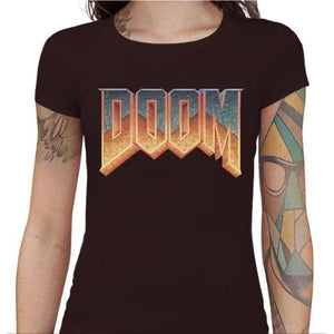 T-shirt Geekette - DOOM Old School - Couleur Chocolat - Taille S