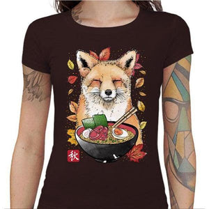 T-shirt Geekette - Fox Leaves and Ramen - Couleur Chocolat - Taille S