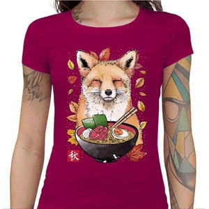 T-shirt Geekette - Fox Leaves and Ramen - Couleur Fuchsia - Taille S