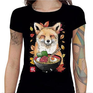 T-shirt Geekette - Fox Leaves and Ramen - Couleur Noir - Taille S