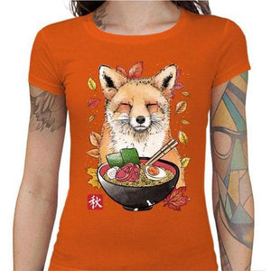 T-shirt Geekette - Fox Leaves and Ramen - Couleur Orange - Taille S