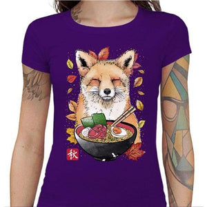 T-shirt Geekette - Fox Leaves and Ramen - Couleur Violet - Taille S