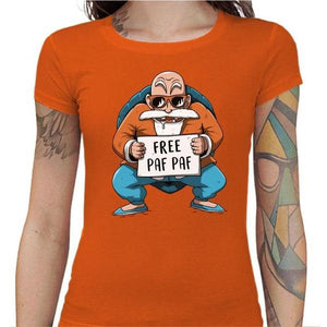 T-shirt Geekette - Free Paf Paf Tortue Géniale - Couleur Orange - Taille S