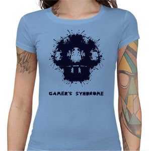 T-shirt Geekette - Gamer's syndrom - Couleur Ciel - Taille S
